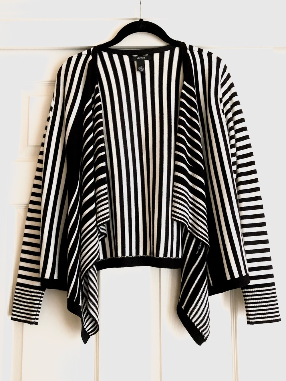Alfani Striped Open Front Draped Cardigan S